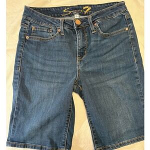 Seven7 Sunset Bermuda Denim Shorts Womens 8 Medium Wash Stretch Blue Jeans